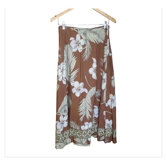 Soft Surroundings Womens Tropical Floral Leaf Pattern Pull-On Maxi Skirt Size SP - Picture 2 of 8